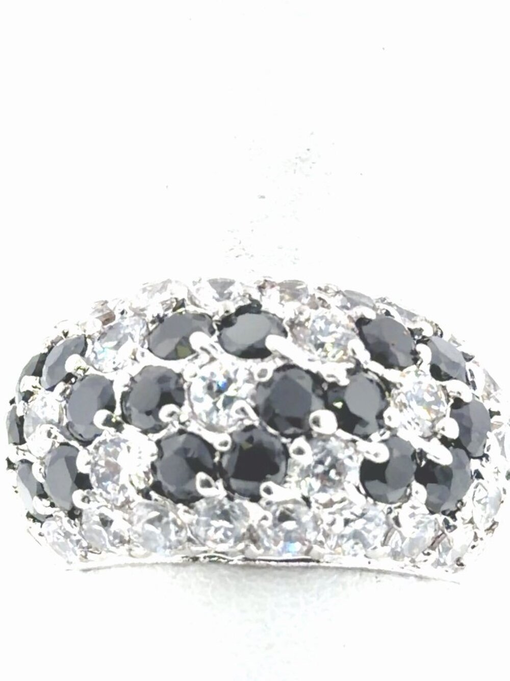 Sterling silver black spinel and CZ ring